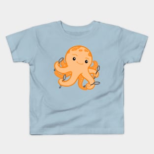 Spoonie Octopus (Orange) Kids T-Shirt